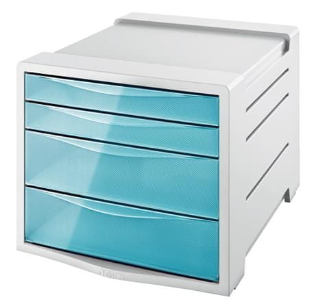 Esselte Zásuvkový box "Colour` Ice", transparentná modrá, 4 zásuvky, plast, 626284